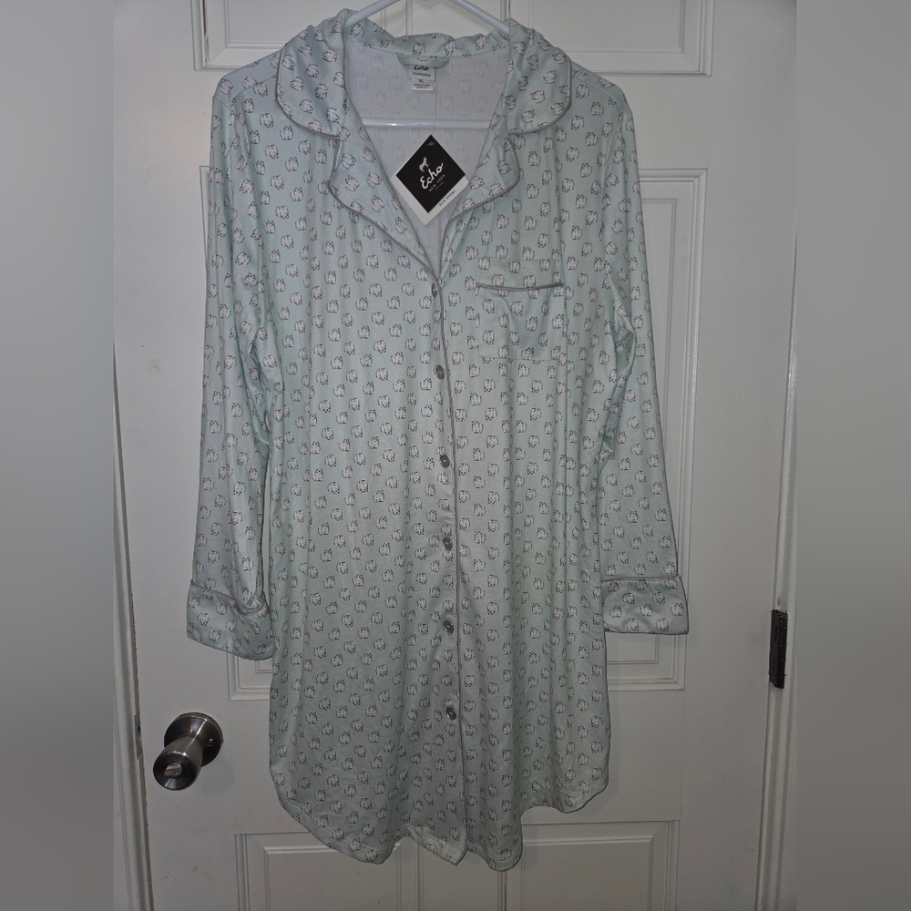 Eberjey Mint Green Button-Up Pajama Top